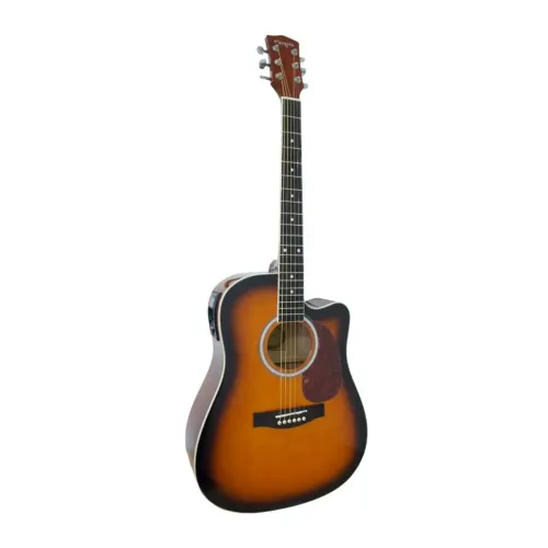 Violão Aço Eletroacústico Ativo Folk Cutaway Sunburst Brilho