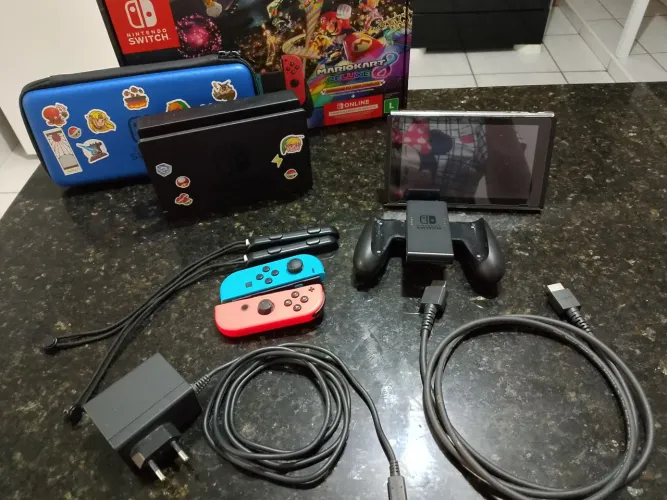 Nintendo switch completo + caixa e acessórios