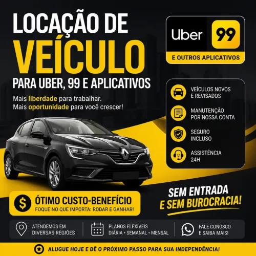 ? LOCAÇÃO DE VEÍCULO PARA UBER, 99 E APLICATIVOS