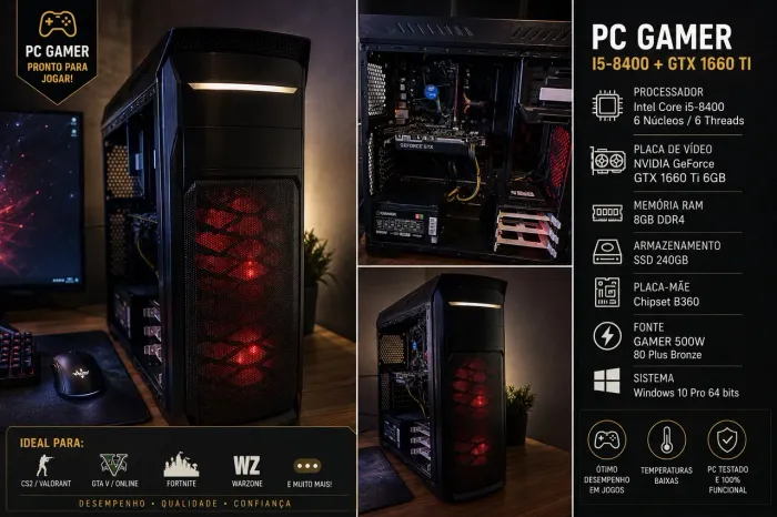 PC Gamer i5-8400 + GTX 1660 Ti 6GB