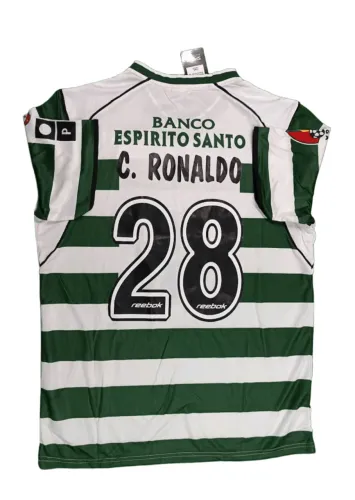 Camisa Sporting Portugal Cristiano Ronaldo 28 RETRÔ 2001-2003
