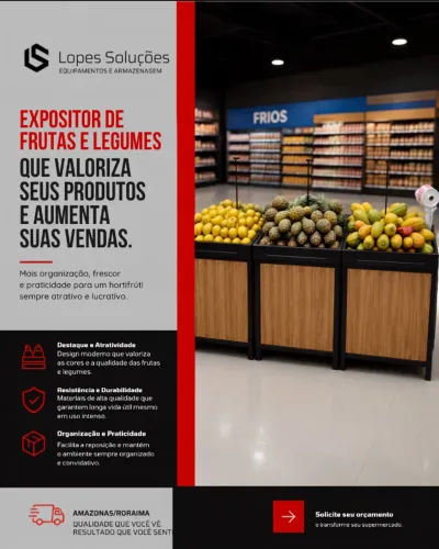 Banca expositor vasca de frutas e verduras Hortifruti