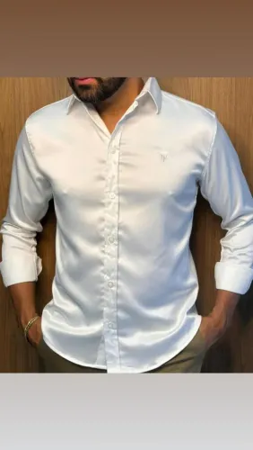 Camisas Branca Acetinada Slim