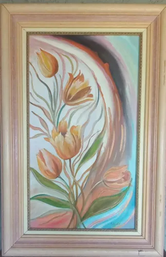 Quadro flores óleo sobre tela