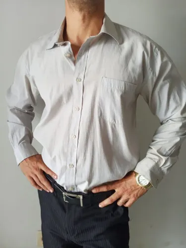 Camisa Social Cinza Masculina Manga Longa  Tamanho M