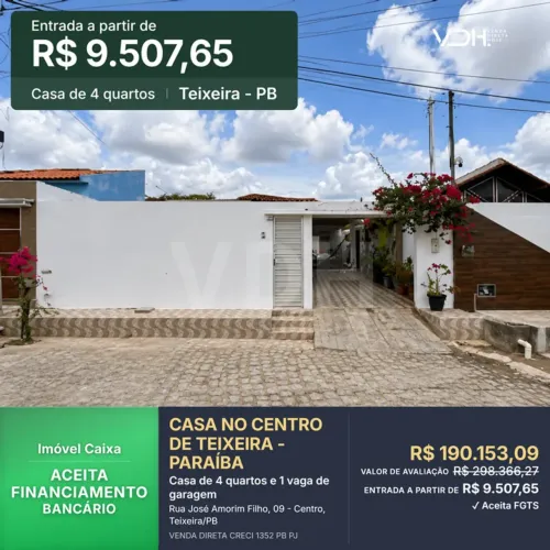 CASA NO CENTRO DE TEIXEIRA - PARAÍBA