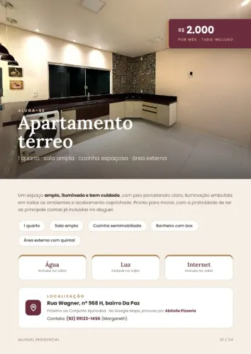 Apto 1 quarto no Da Paz, tudo incluso (água, luz e internet)