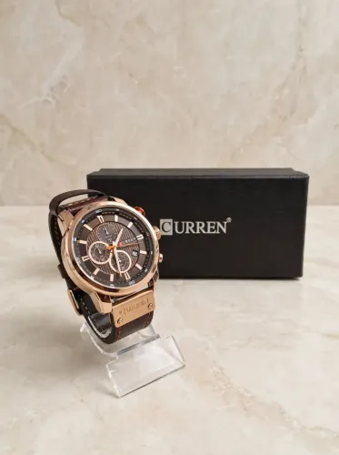 Relógio Curren couro bronze.