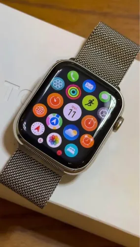 Apple Watch 9 gps+celular 45mm de aço e pulseira milanês