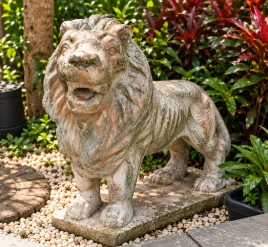 Título: Estátua de Leão Decorativa para Jardim - Escultura Clássica