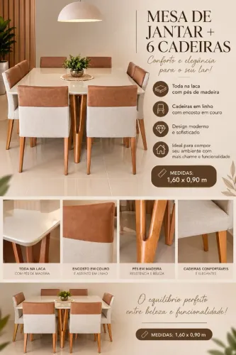 Mesa jantar 6 lugares