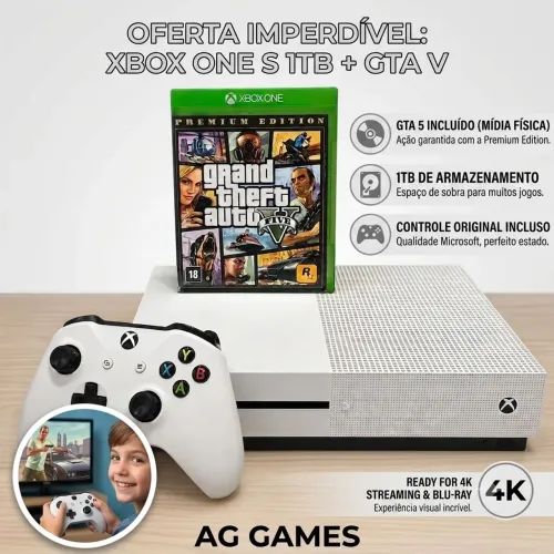 Xbox one S 1tb + GTA 5 ENVIO PELA OLX / VALOR FINAL
