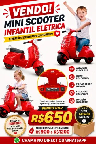 LAMBRETTA SCOOTER INFANTIL ELÉTRICA NOVA