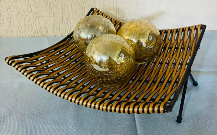 Centro de Mesa Decorativo Com Trio De Bolas Vidro Craquelê