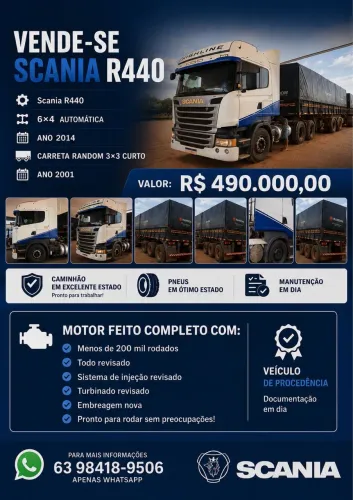 Scania R440 carreta 3x3 curta