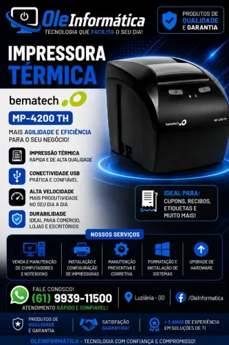Impressora térmica bemateck impecável