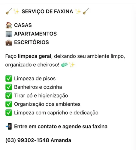Faxina/Diarias