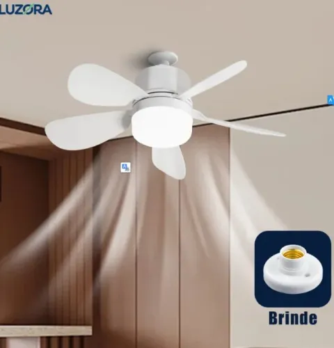Ventilador de Teto com Luz Silencioso Controle Remoto Economica Instalação Fácil LED Bivol