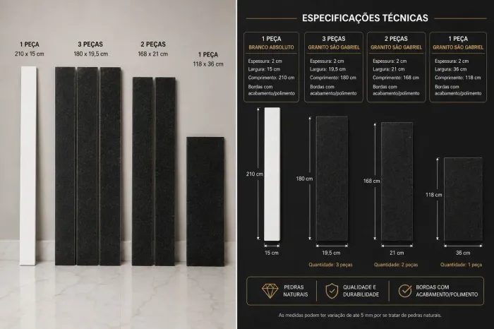 Peças de mármore e granito