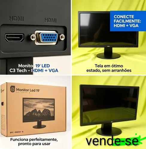 Monitor de 19 polegadas com menos de 2 meses de uso! 
