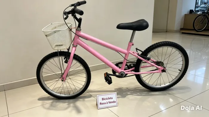 Bicicleta Infantil Aro 20 Rosa - Completa com Cesta - Ótimo Estado!