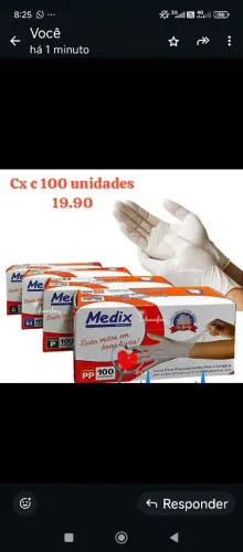 Luva  descartável látex 19.99 cx c 100