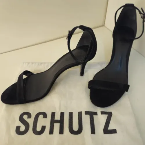 Sandália Schutz Salto Fino Em Camurça 37 Preta