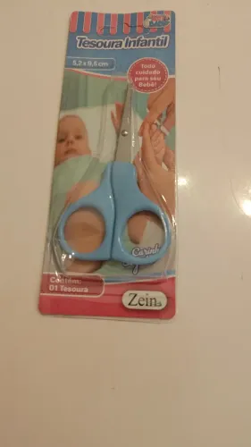 Tesoura Infantil Unha De Bebê Ponta Redonda Art Baby Azul
