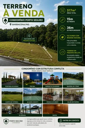 Terreno à Venda no Condomínio Porto Seguro - Barbacena/MG