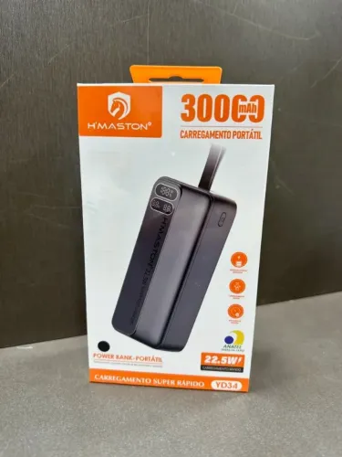 Power Bank H?Maston 30000mAh 22.5W Carregamento Rápido Display Digital USB-C