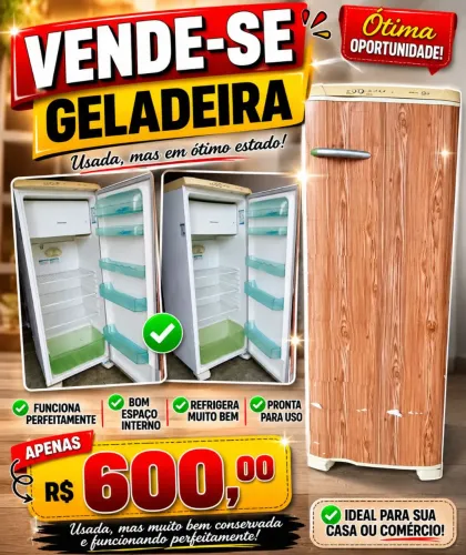 Geladeira usada funcionando perfeitamente passamos cartão