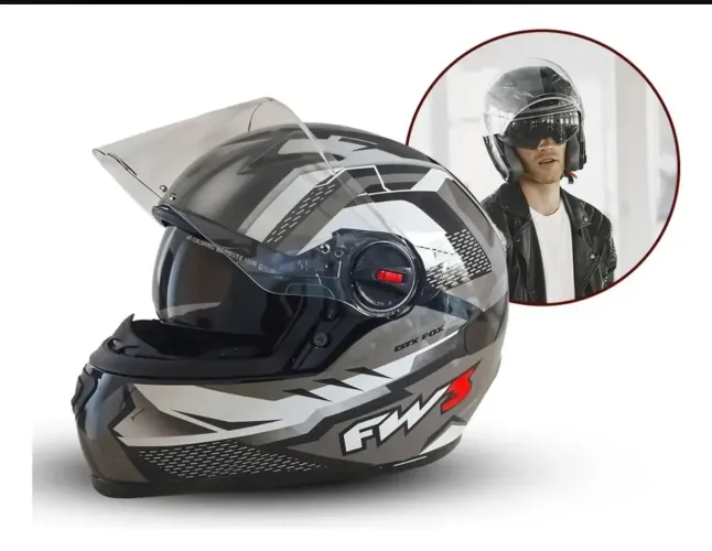Capacete Moto FW3 GTX Fox Viseira Solar Grafite Tamanho 58