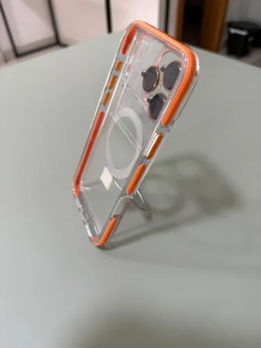Capa Premium Iphone 17 pro max. laranja com bumper, suporte e protetor cameras. NOVA!