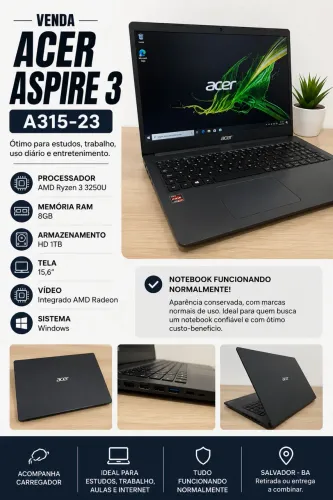 Notebook estudo e trabalho - Acer Aspire 3