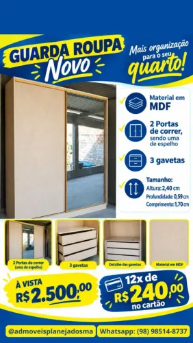 Guarda roupa NOVO em MDF