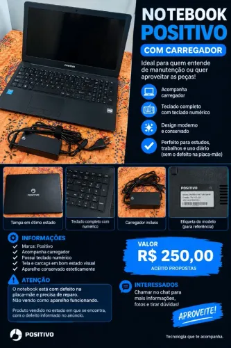 Notebook Samsung com Defeito na Placa-Mãe + Carregador