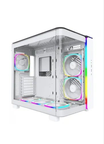 Gabinete gamer MONTECH, King, Branco ARGB. Com 12 fans e controlador.