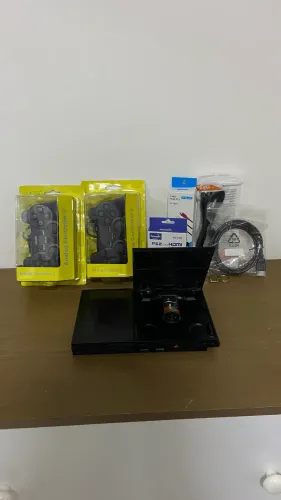 Ps2 seminovo com 2 controles HDMI e 30 jogos
