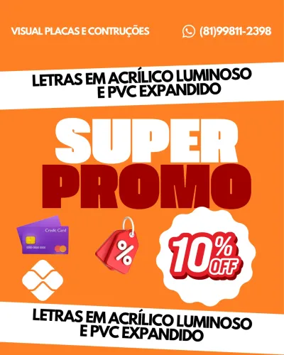 Letras em PVC expandido e acrílico luminoso