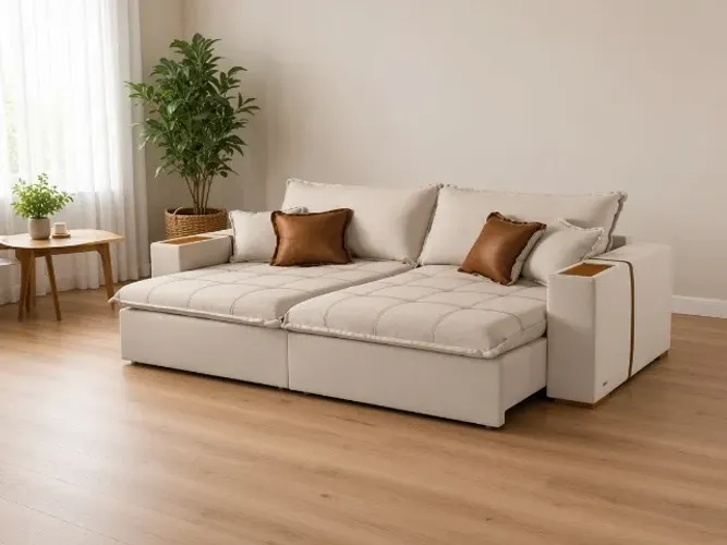 Sofá Cama Belize 2,38m Linho (NOVO A PRONTA ENTREGA)