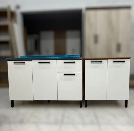 Balcão de pia Com Cuba de Inox + Balcão Para Cooktop 