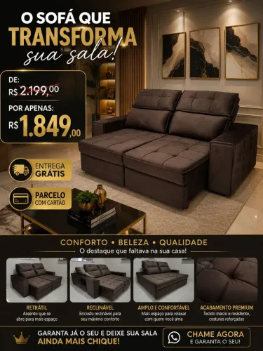 Sofá retratil promoção poucas unidades