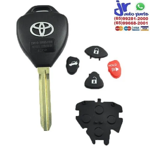 Chave Corolla Hilux RAV4 2005 a 2015 Com Lâmina Modelo Original 4 Botões Preta
