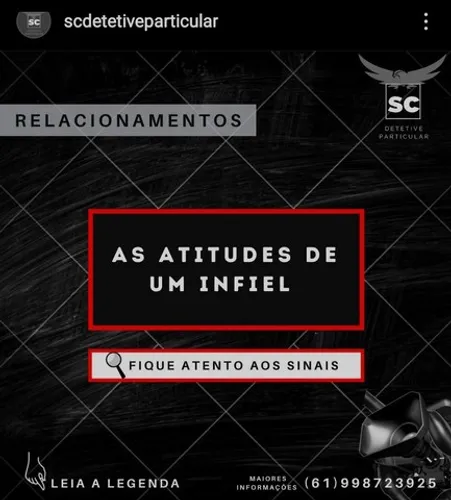 DETETIVE PARTICULAR o melhor orçamento e confiabilidade. 