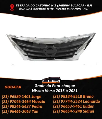 Grade do Para-choque Nissan Versa 2015 à 2021