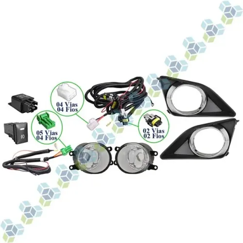 Kit Farol Auxiliar H11 55w Vidro Com Aro Cromado Corolla 09>11