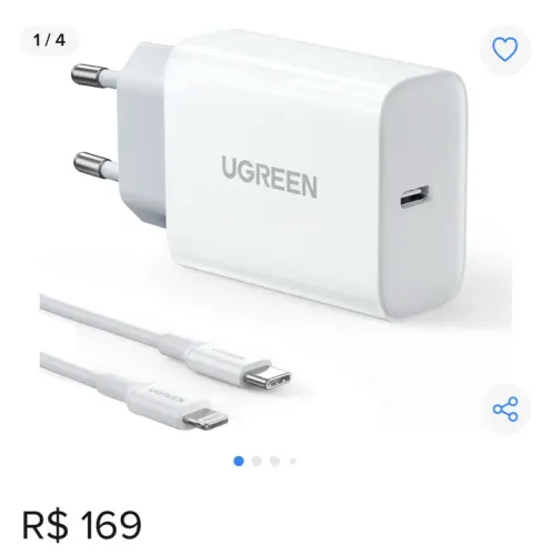 Carregador PD Ugreen 20w (iPhone e Android)