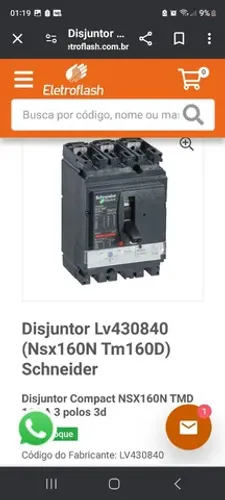 Disjuntor Schneider Nsx160N Tm 160D 3 polos 3d