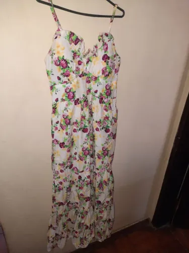 Vestido longo algodão com forro