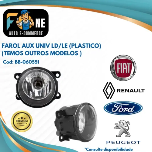 Farol de milha auxiliar universal LD/LE Lente de plástico